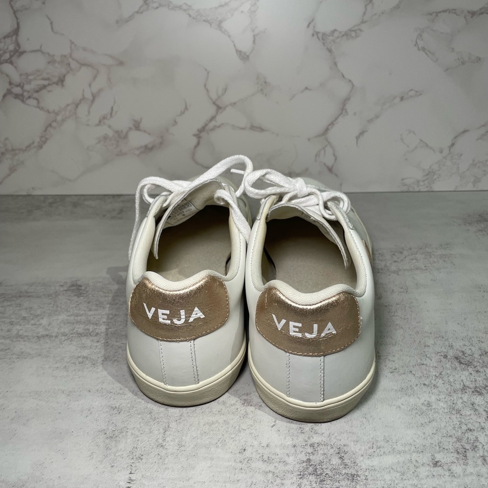 Veja White and Gold Sneakers